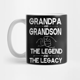 Grandpa And Grandson The Legend And The Legacy Hand To Hand Father Parent July 4th Christmas Day Mug